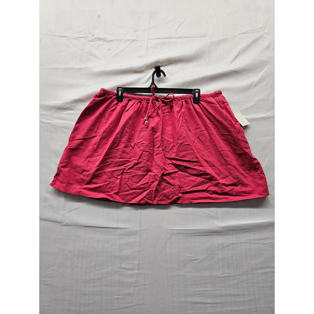 A New Day Womens Mini Skirt Pink Cotton Linen Blend Casual Size 2X